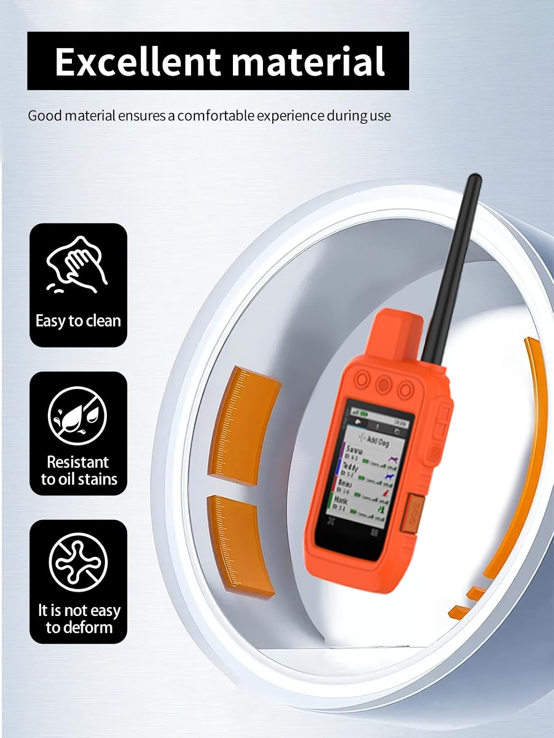 Case for Garmin Alpha 200/Alpha 300 Dog Tracking, WUNIAK Soft Silicone Protective Portable Scratch Shock Resistant Shell Case with Screen Protector for Garmin Alpha 200/Alpha 300，Orange image 5