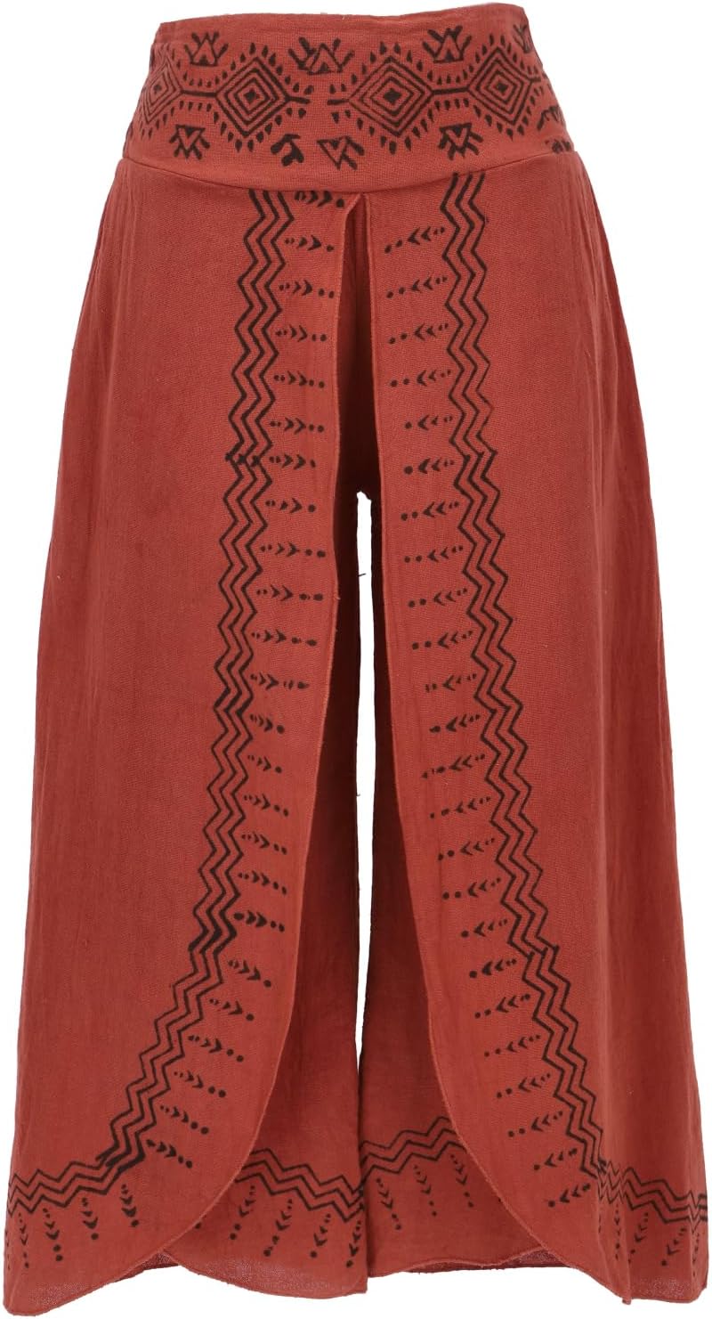 Pantalones Palazzo Online GURU-SHOP, Pantalones Palazzo Patchwork, Pantalones Hippie Chic Flare, Falda De Pantalón Boho, Azul, Algodón, Tamaño:40, Pantalones Largos Guru Shop Mujer
