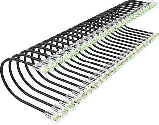 Xcftaud Slim Cat6a Patch Cables 1ft 24-Pack Black - 10Gbps 550MHz Pure Copper UTP Flexible Ethernet Cables for Networks