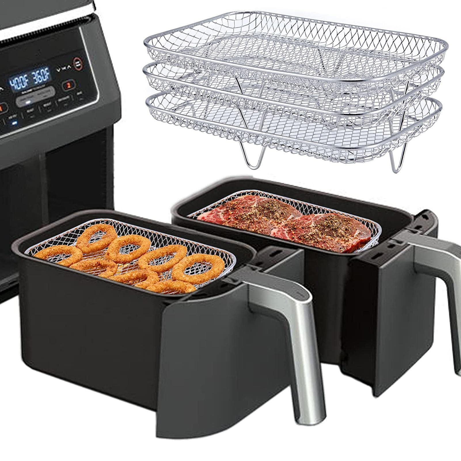 Buy QYEW Air Fryer Rack For Dual Air Fryers For Ninja DZ201 Foodi Air