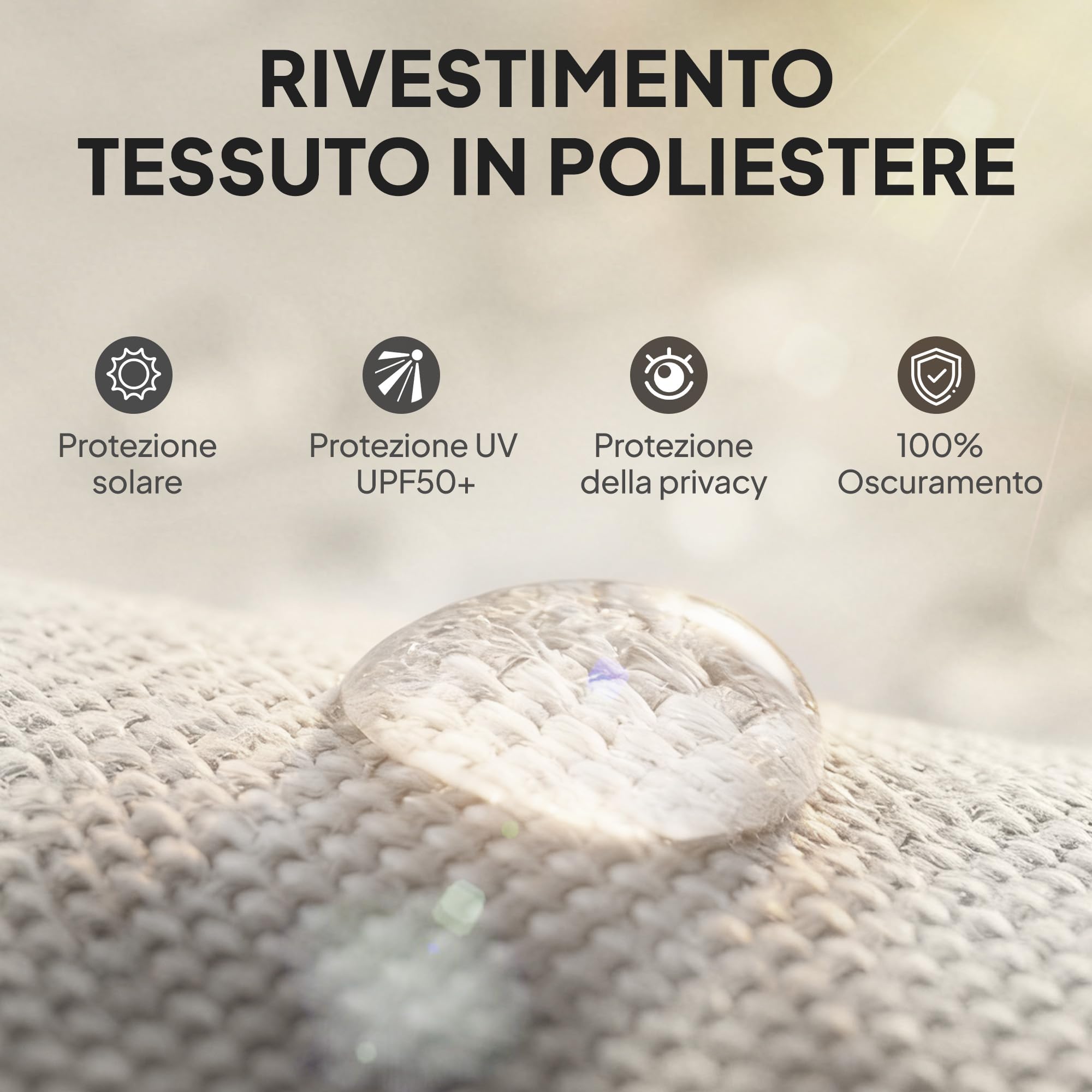 Outsunny Tenda a Rullo Avvolgibile da Esterno Anti-UV con Cassetta in Alluminio e Manovella, Tenda da Sole in Poliestere, 250x160 cm, Bianco Crema
