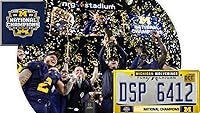 Vista 3 de University of Michigan Wolverines - Campeonato Nacional 2023 - Marco de matrícula dorado anodizado cromado de larga duración de la NCAA, muestra tu