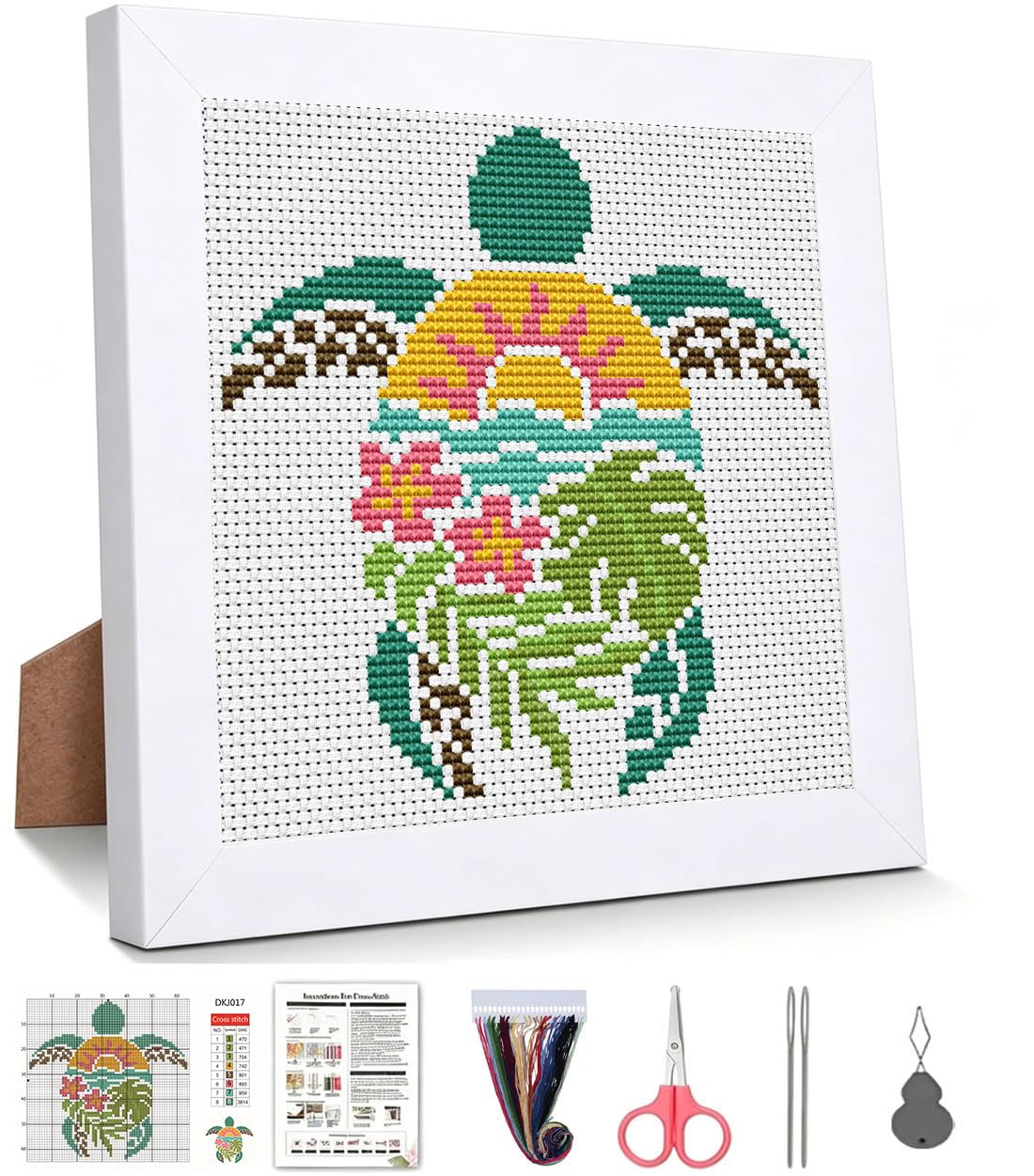 Beginner Cross Stitch Turtle Kit - Framed! -1 Beginner Cross Stitch Turtle Kit - Framed! -1