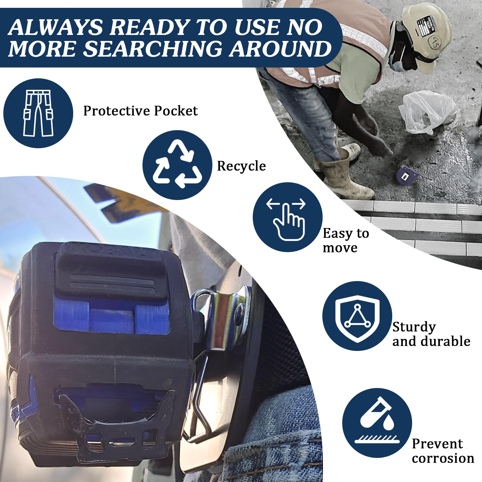 Clp On Tool Belt Drll Holder Holster Tool Belt Clp For Tape Measure - View #13