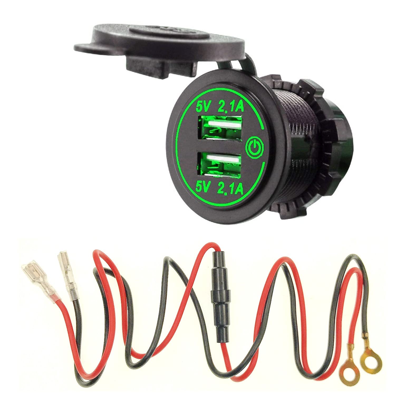 Buy JZK Dual USB charger socket for car, dual 5V 4.2A USB car charger