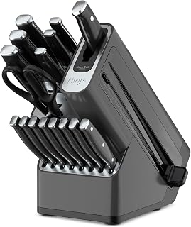 Ninja Foodi NeverDull 17-Piece Knife Block Set with Built-in Sharpener - German Stainless Steel Knives