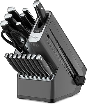 Ninja K32017 Foodi NeverDull Premium Knife System, 17 Piece Knife Block Set with Built-in Sharpener, German Stainless Steel Knives, Black