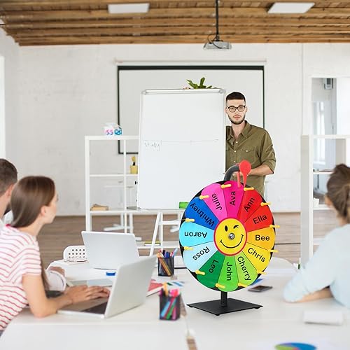 Miniatura 7 de Rueda de premio de color de 12 pulgadas, juego de la fortuna de 12 ranuras, actividades de vacaciones, fiesta, aula o educación en el hogar, patrón