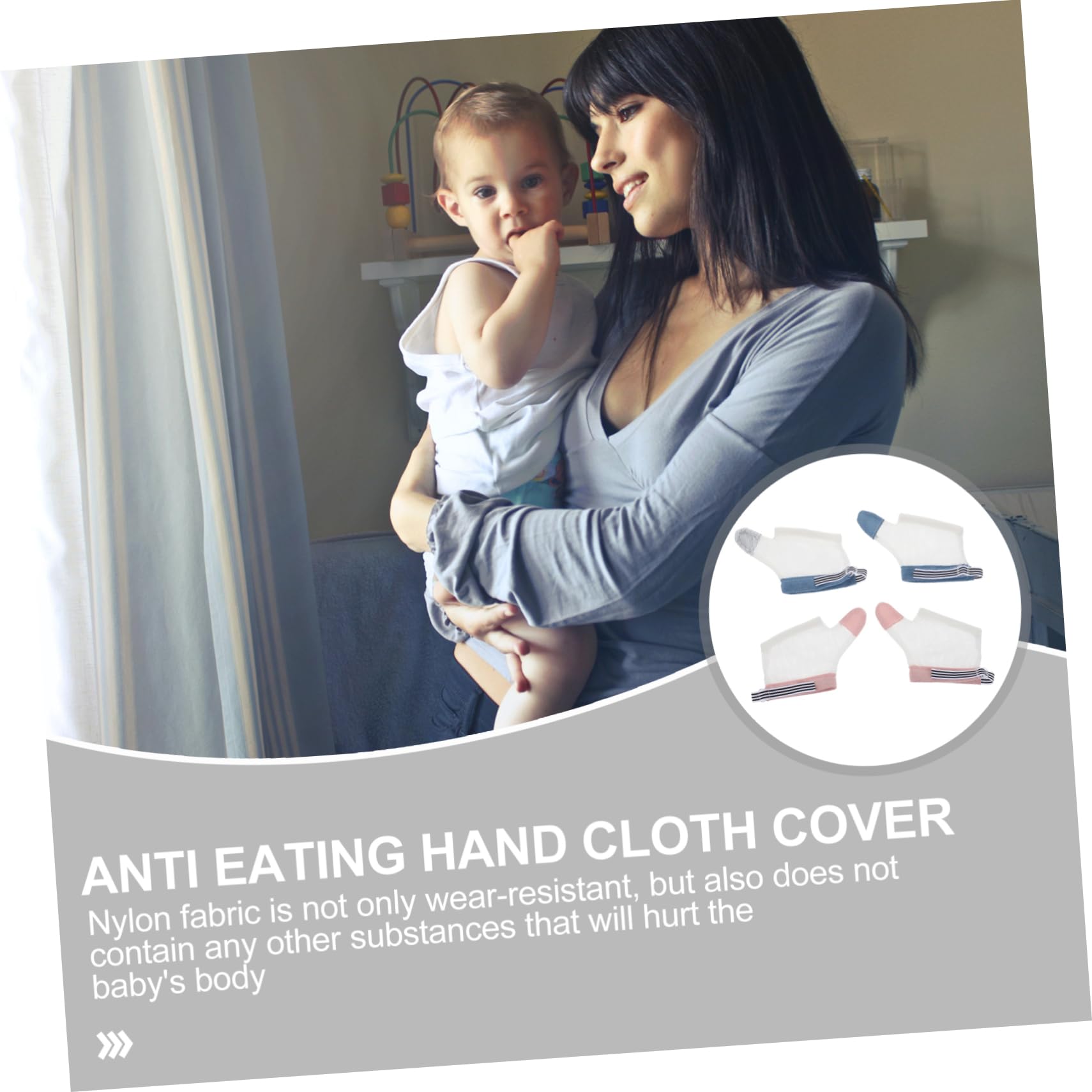 Yardwe Guantes Protectores para Bebés Antiarañazos de Nylon Transpirable, 2 Pares, Diseño Resistente para Recién Nacidos y Niños Pequeños, Impide que Chupen el Dedo