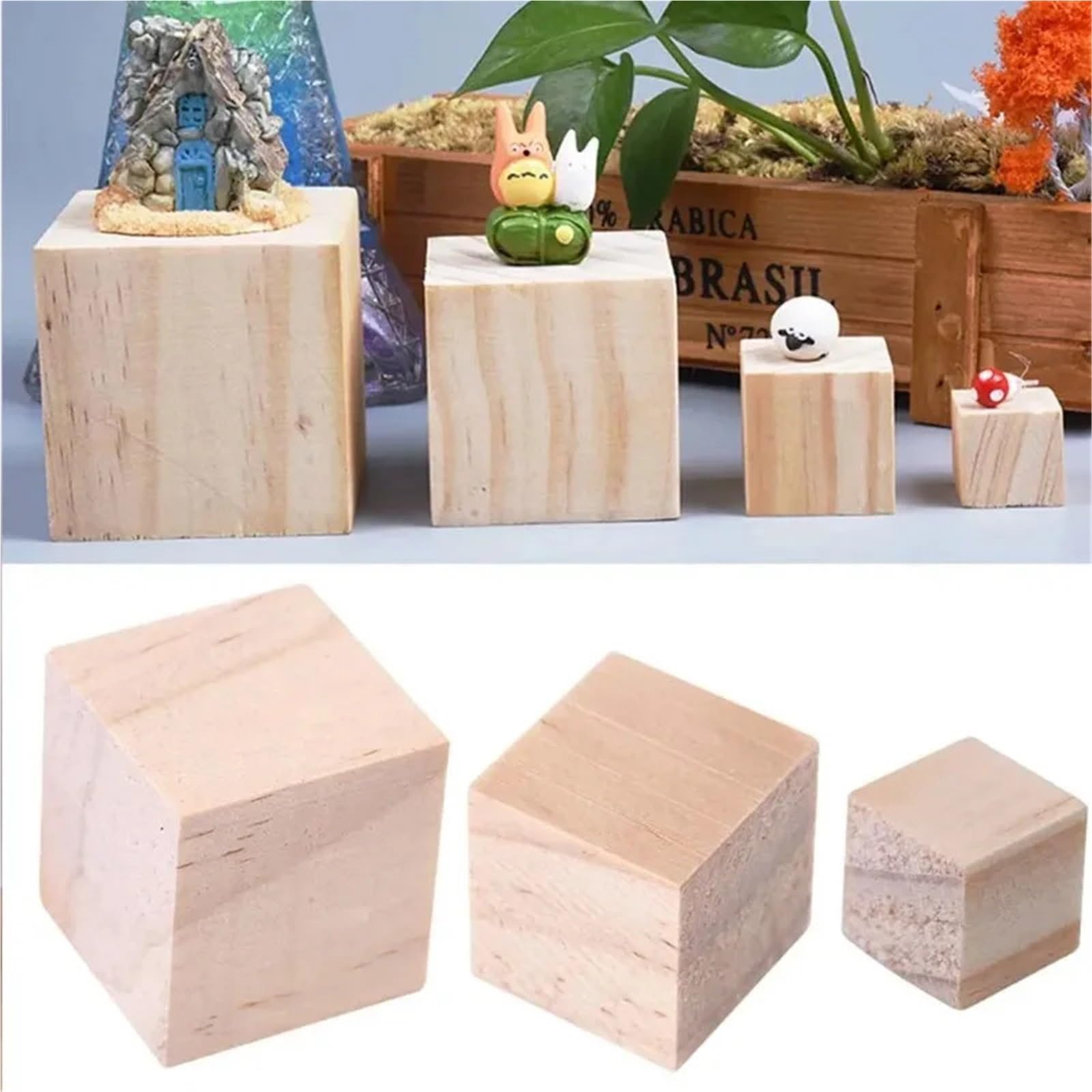 500 piezas de bloques madera sin terminar 10 mm, cubos for manualidades y rompecabezas, decoración del hogar, artes manuales