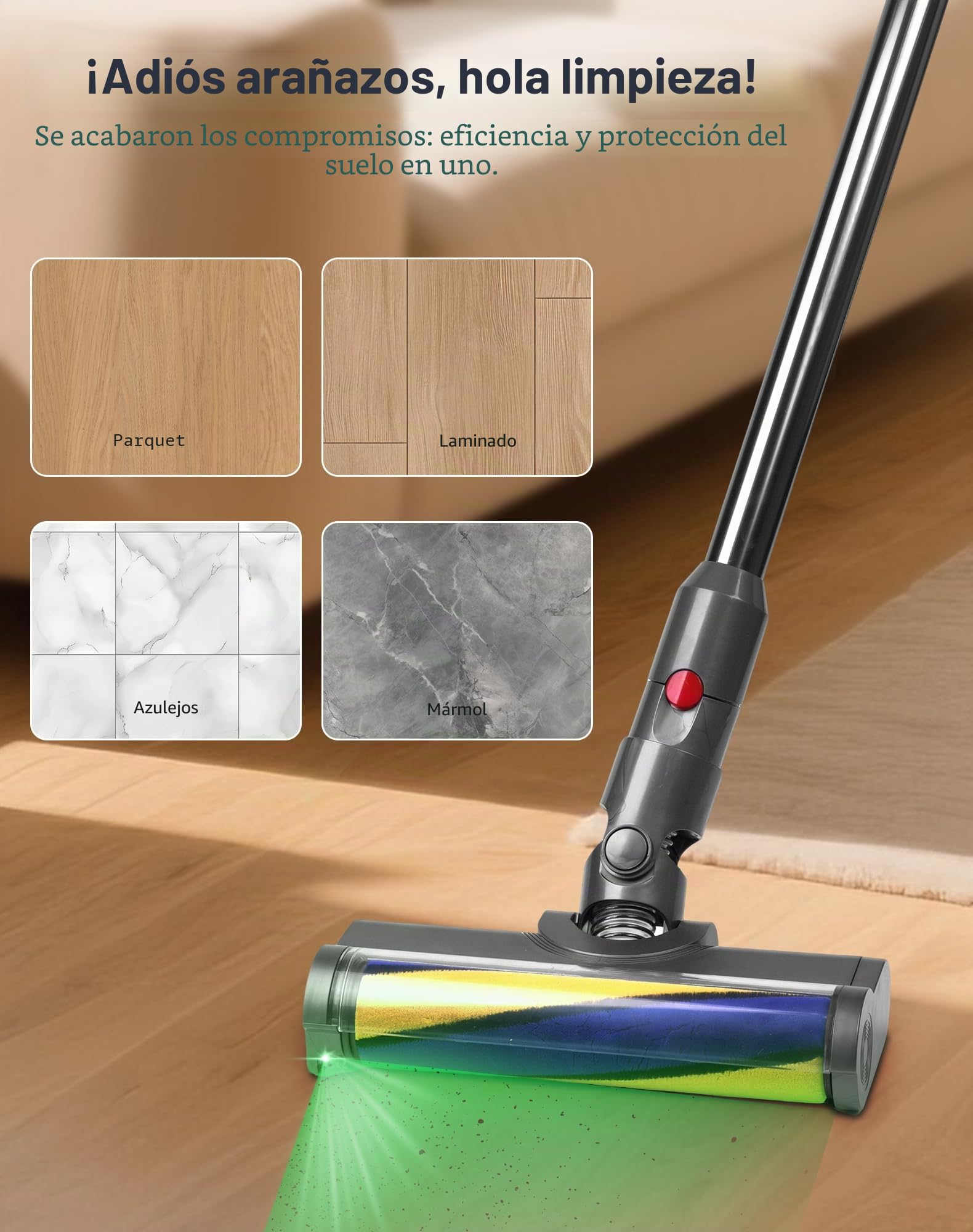 Cepillo LED boquilla de suelo para Dyson V12 Detect Slim piezas de repuesto cepillo de repuesto aspiradora rodillo suave accesorio con indicador de polvo para suelos duros