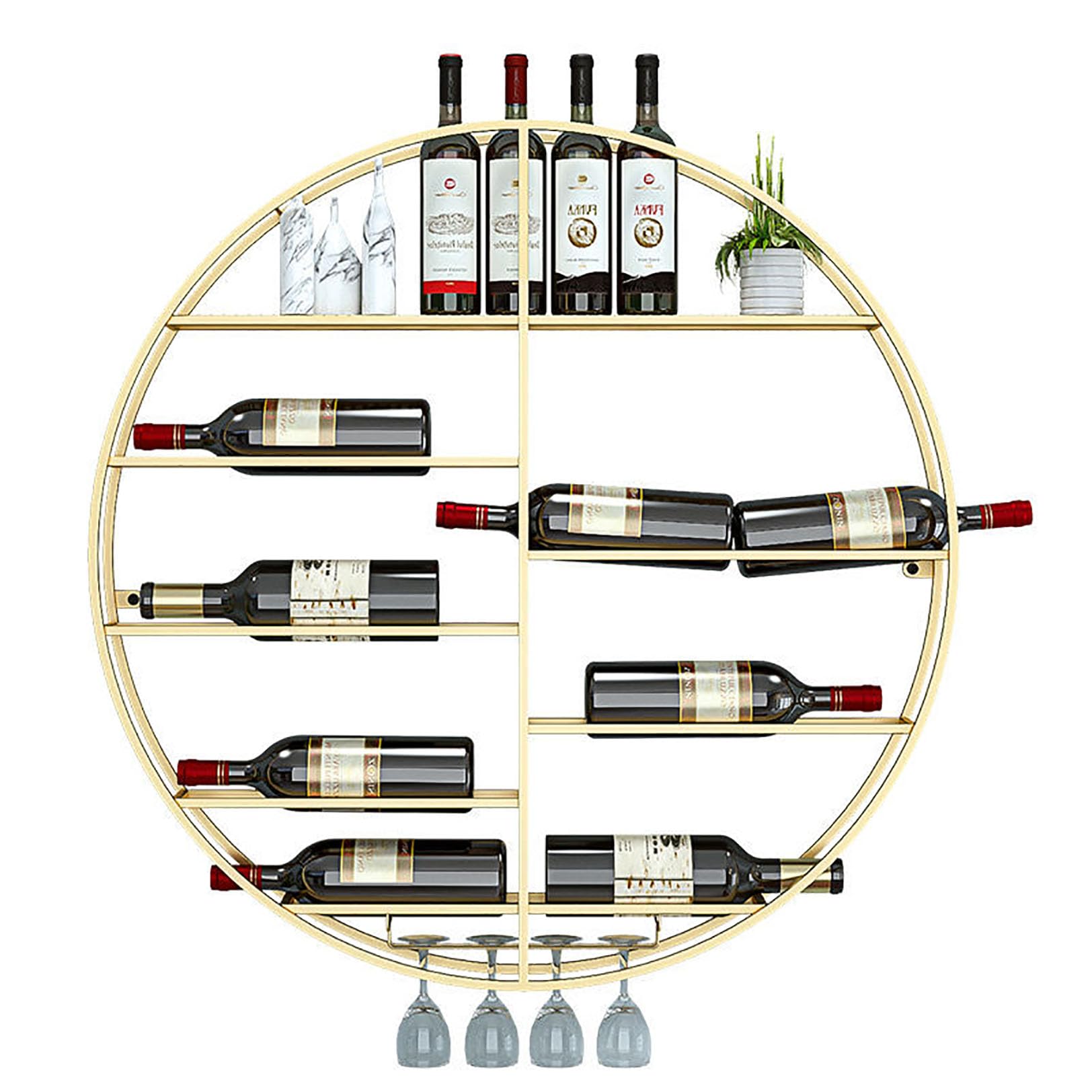 Organisateur de bouteilles de vin flottant et support mural pour verres à pied