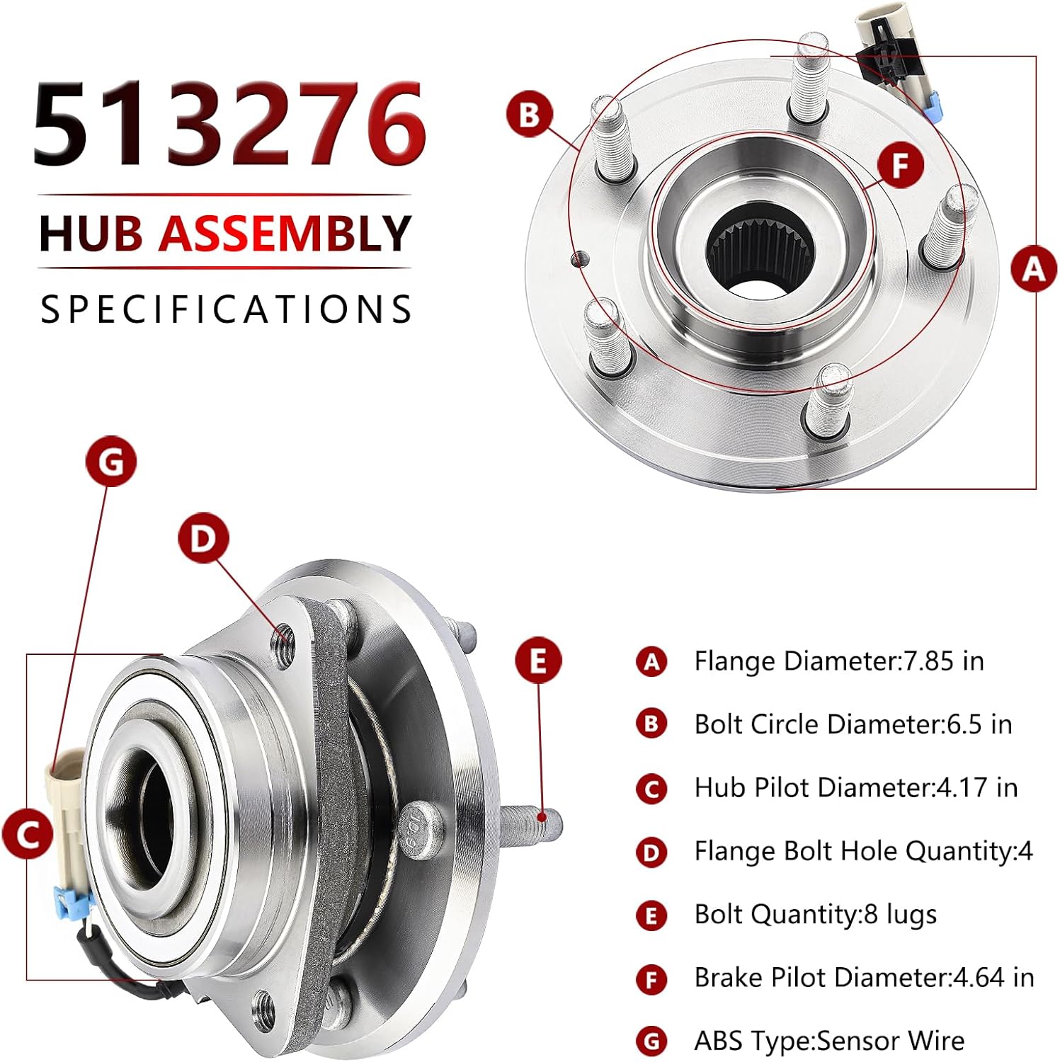 JLEO 513276 Front Wheel Bearing and Hub Assembly Fits for Chevy Captiva Sport 2012-2015,2007-2009 Equinox,for Pontiac Torrent 2007-2009,for Saturn Vue 2008-2010,for Suzuki XL-7 2007-2009