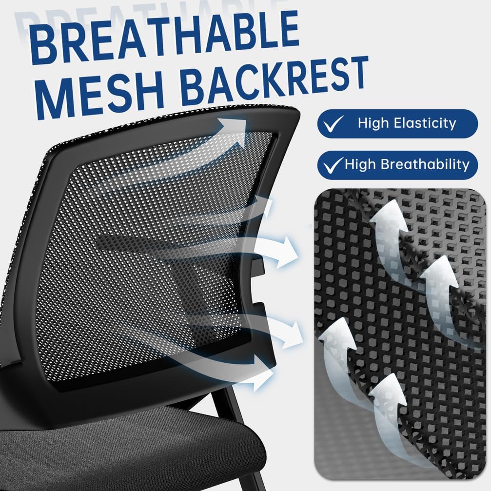 24Pack Foldable Office Chair with Wheel,Stackable Conference Room Chair with Lumbar Support,Foldable Desk Chair with Mesh Back and Arms for Conference Meeting Guest Reception Home Office Training Room