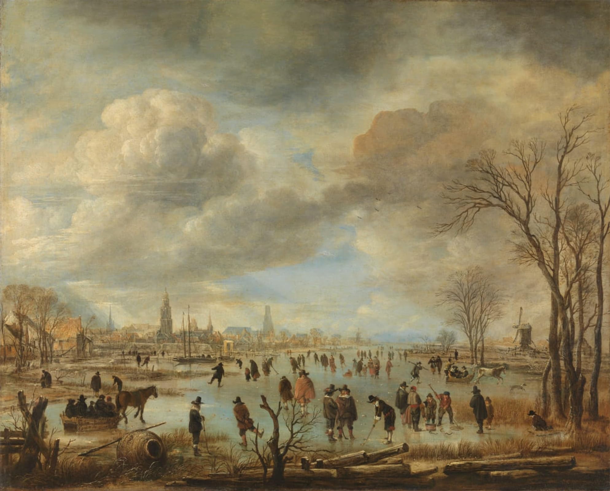 ARTXLXXBN Famous Art Print Poster Vintage Wall Art Winter Landscape Near a Town with Kolf Players by Aert Van Der Neer Canvas Art Poster for Home Decor 60x90cm