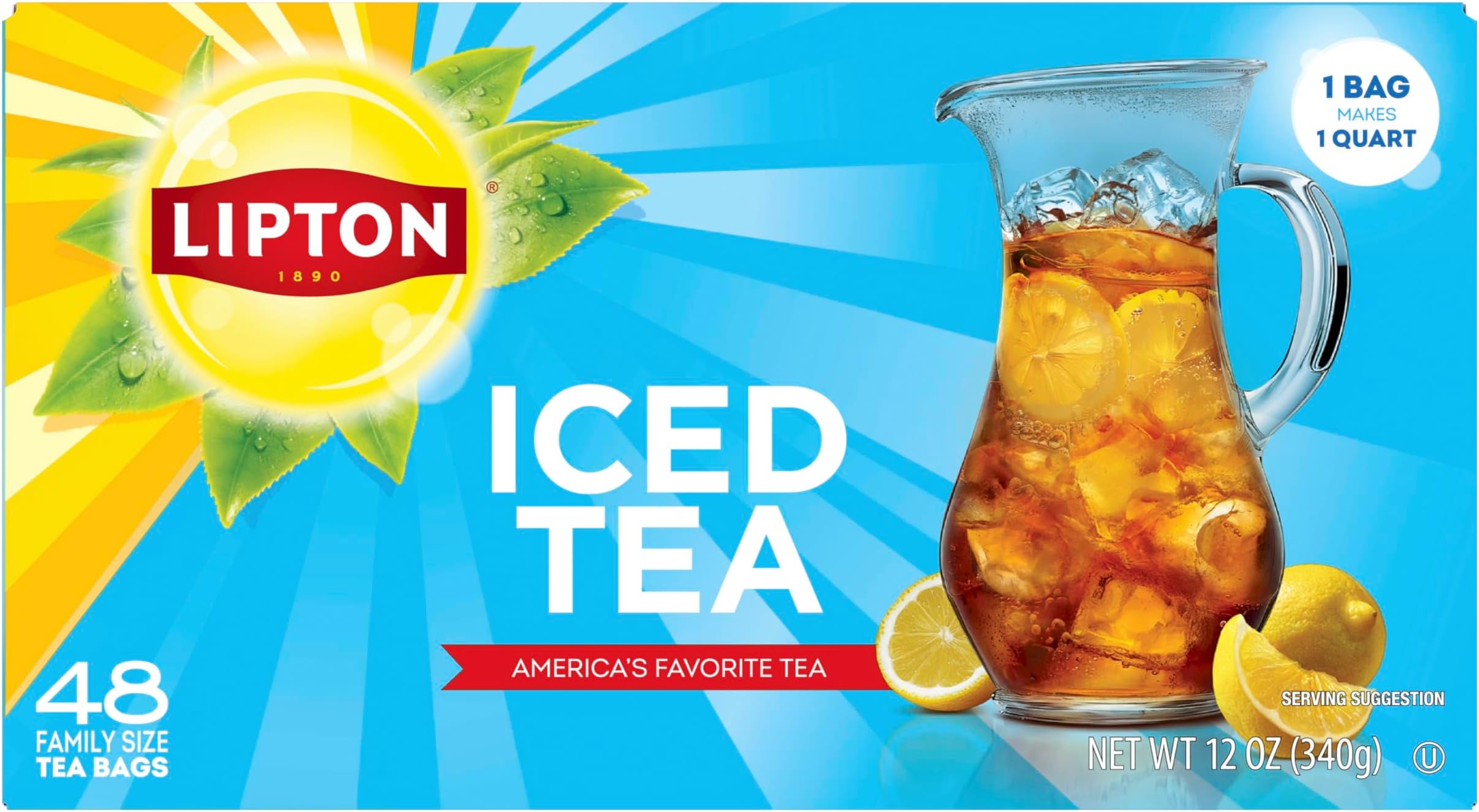 Unsweetened Iced Tea Bags, Family Size Zero Calories, 48 Tea Bags