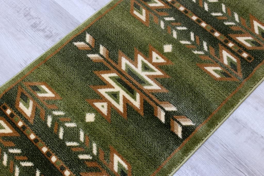 Masada Masada Rugs Southwest 2'x11' Native American Area Rug Runner in Green