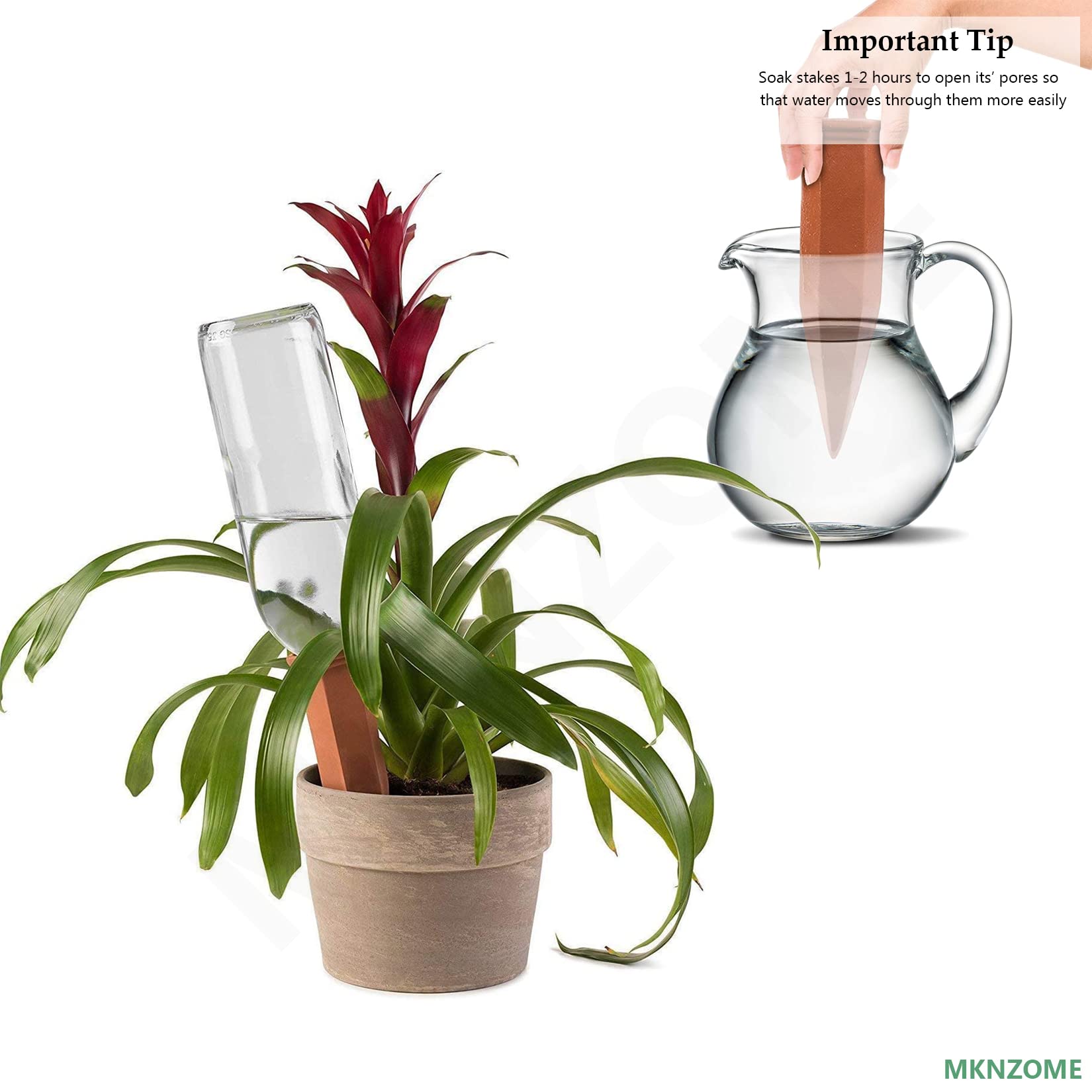 Sistema de Riego Automático, MKNZOME 8 Piezas Riego por Goteo Botella Set Autorriego para Macetas Kit Riego de Plantas paraJardín Terraza Invernadero Flores Plantas