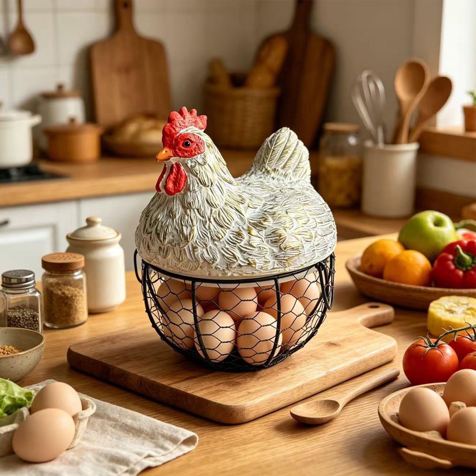 Cesto portauova – Organizzatore di stoccaggio in metallo ventilato, vassoio decorativo di grande capacità, contenitore da cucina per fattoria | Prodotti per controsoffitto per patate, aglio, cipolle