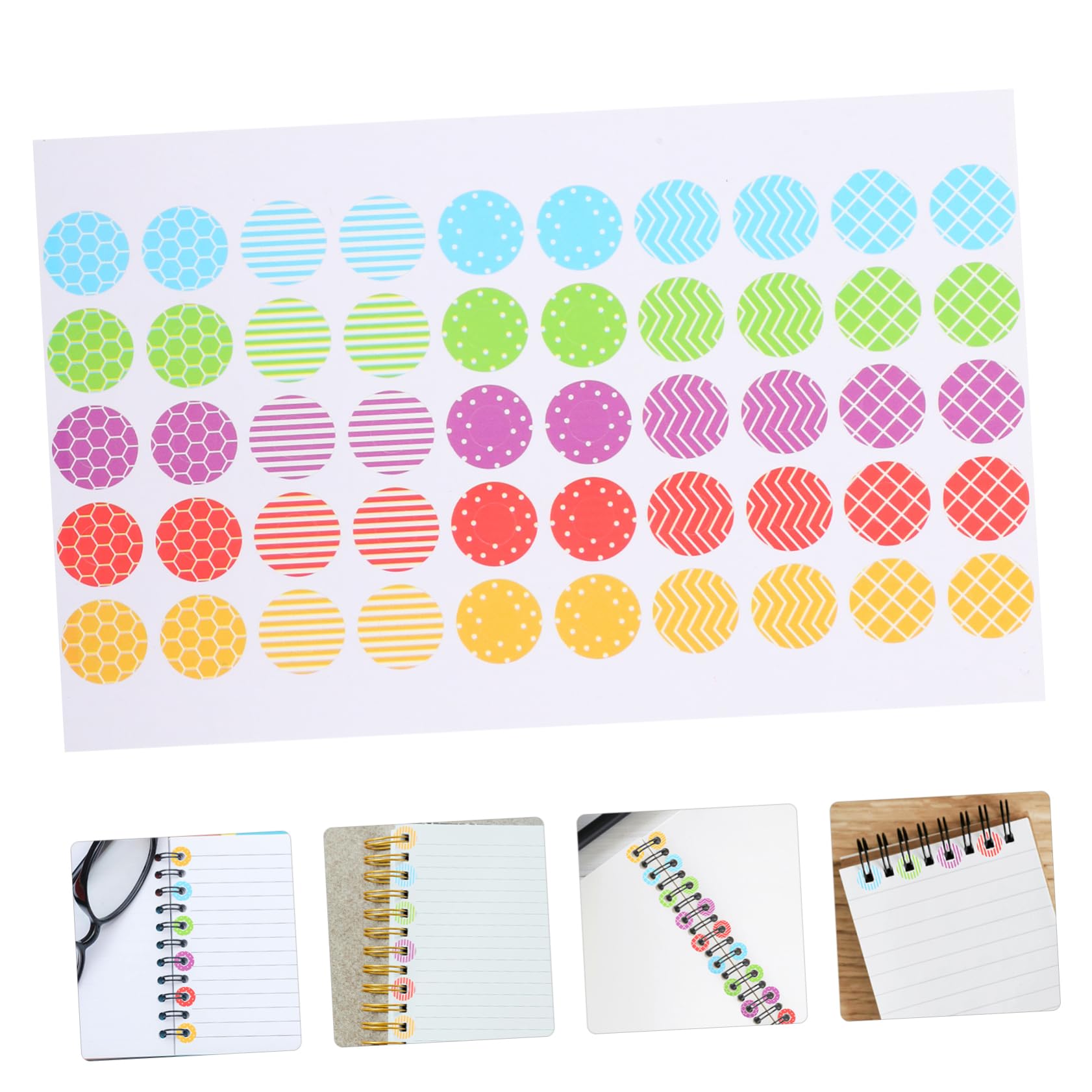 STOBOK 5 Set Etichette Con Fori Rotondi A Fogli Sciolti Etichette Adesive Adesivi Adesivo Di Carta A Fogli Mobili Rinforzi Perforati Etichette Di Rinforzo Autoadesivo in Pvc 10 Fogli*5