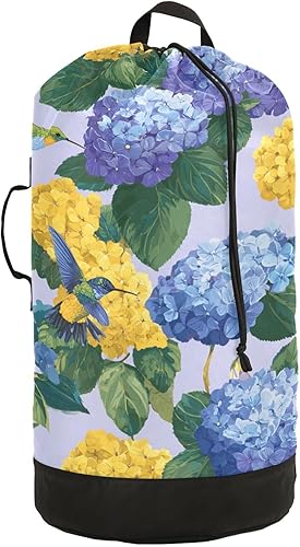 Vista 162 de Mochila de lavandería con correas ajustables para el hombro, bolsa de lavandería sucia para viajes, campamento, universidad, resistente, Rosa floral