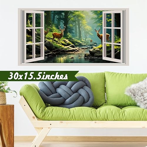 Miniatura 3 de KOKOLAP Calcomanías de pared de bosque verde 3D