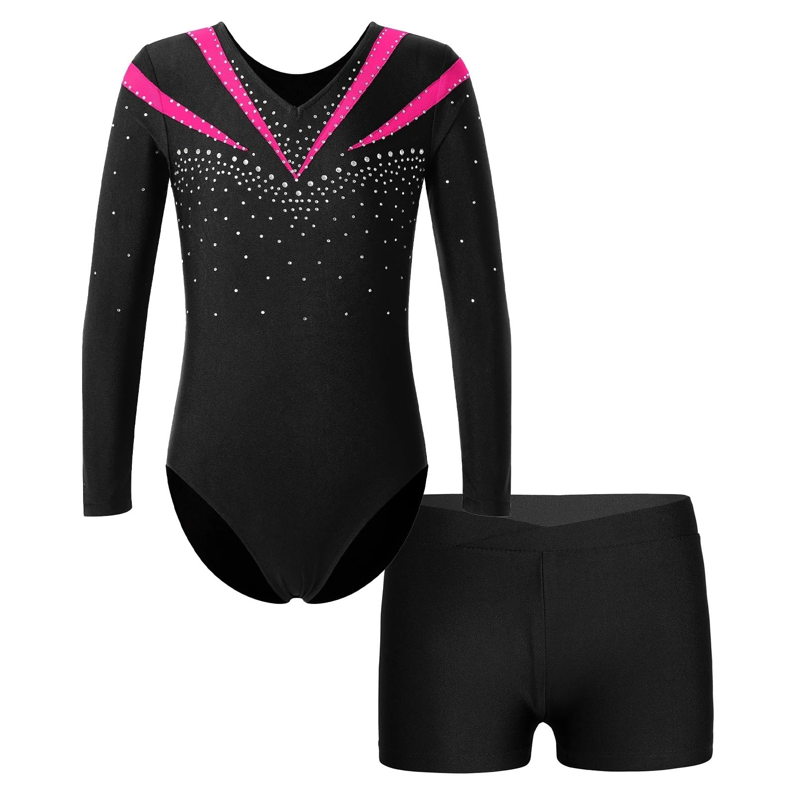 Maillot NiñA Girls Ballet Dance Outfits Kids Long Sleeve Gymnastics Leotards With Shorts Dancewear Sets For Yoga Athletic Jumpsuit