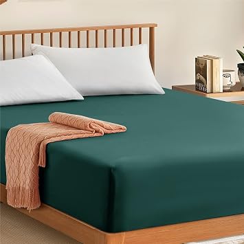 My home store Fitted Sheet 100% Egyptian Cotton 300TC Hotel Quantity 30 cm Fitted Bedsheets Emerald, Double