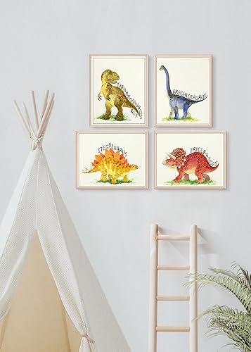 Miniatura 6 de Dinosaur Watercolor Art Prints (Set of 4) - Unframed - 8x10s  Set includes Tyrannosaurus Rex (T-Rex), Triceratops, Stegosaurus, and Brachiosaurus