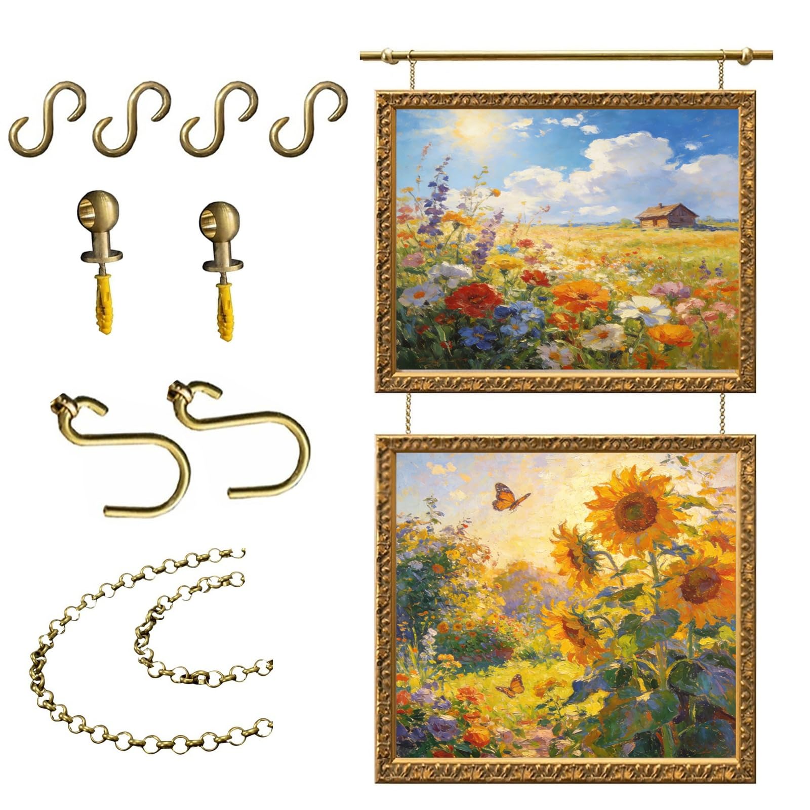 Sistema per appendere quadri, kit di guide per galleria d'arte per interni, ganci da parete in metallo e catena per decorazione domestica e musei
