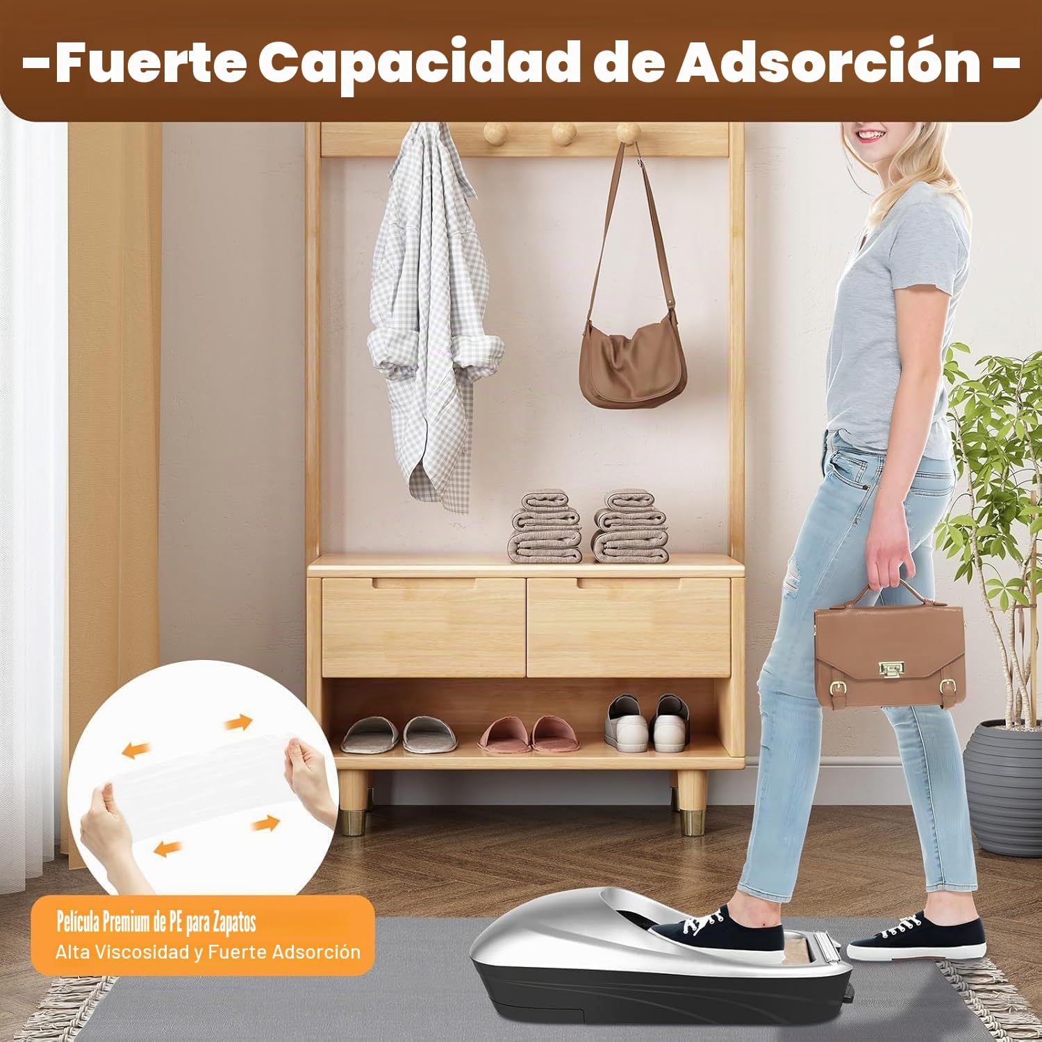 Dispensador automático de cubiertas para zapatos, máquina desechable para cubiertas de zapatos con 1 rollo de película para zapatos, antideslizante, máquina de película para zapatos, máquina para cubr