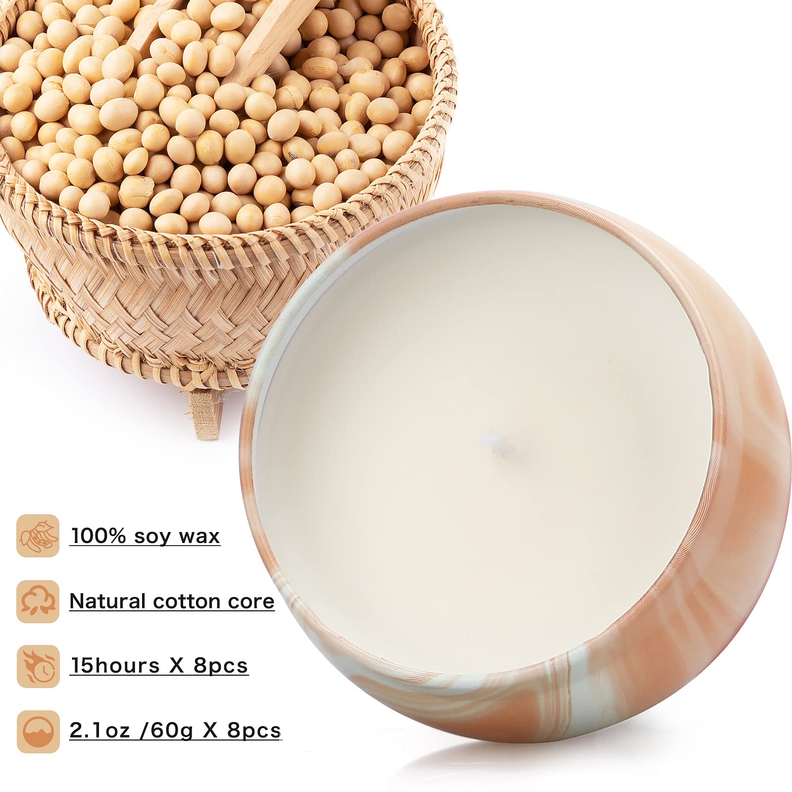 Yinuo Mirror Candele Profumate Regalo,Regalo Donna,Set Candele Profumate 8 * 2,5 Oz,per Anniversario Natale San Valentino Festa della Mamma Decorazione