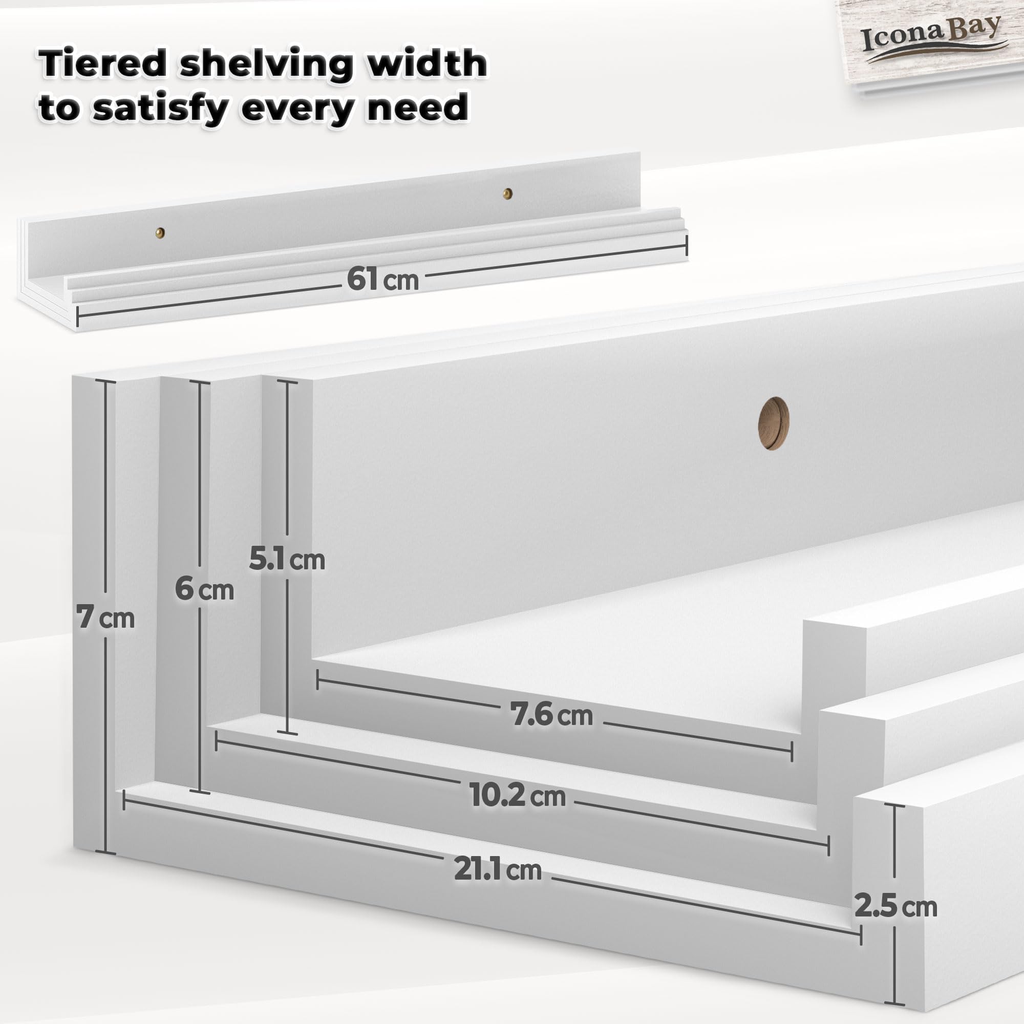 Amazon.com: Icona Bay 24 Inch Floating Shelves for Wall - Set of 3