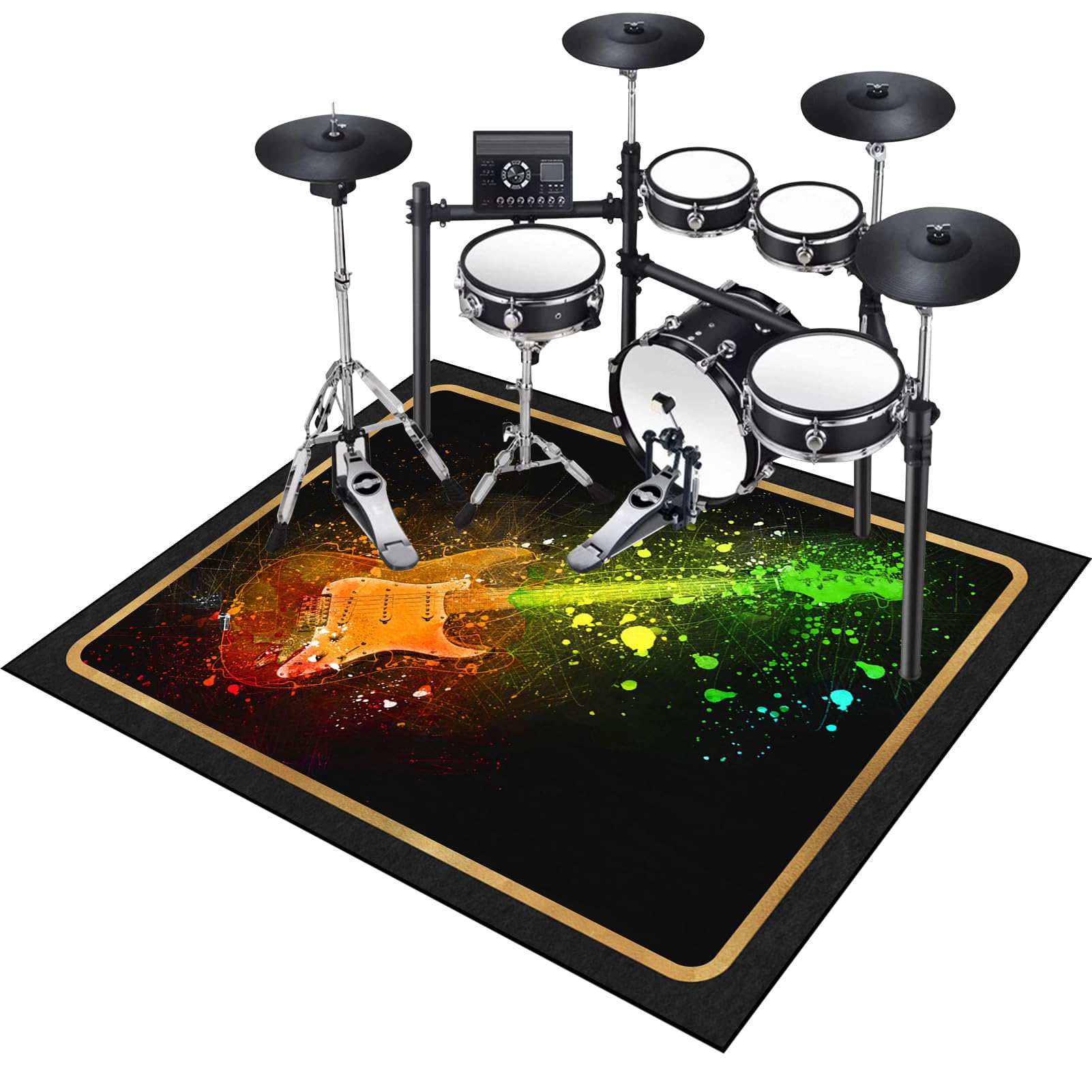 Schlagzeugteppich Drum Teppich Schlagzeug Schallschutz Teppich Schallschutzmatte Bass drum Jazz Drum Snare Elektronische Trommel Teppiche Musikinstrumente Mat rutschfeste Trommelmatte 200 x 160 cm
