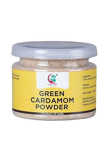 Yogi's Gift - Polvo de cardamomo molido de 1.76 onzas (1.76oz) Fresco, aromático y sabroso molido de cardamomo de semillas frescas también