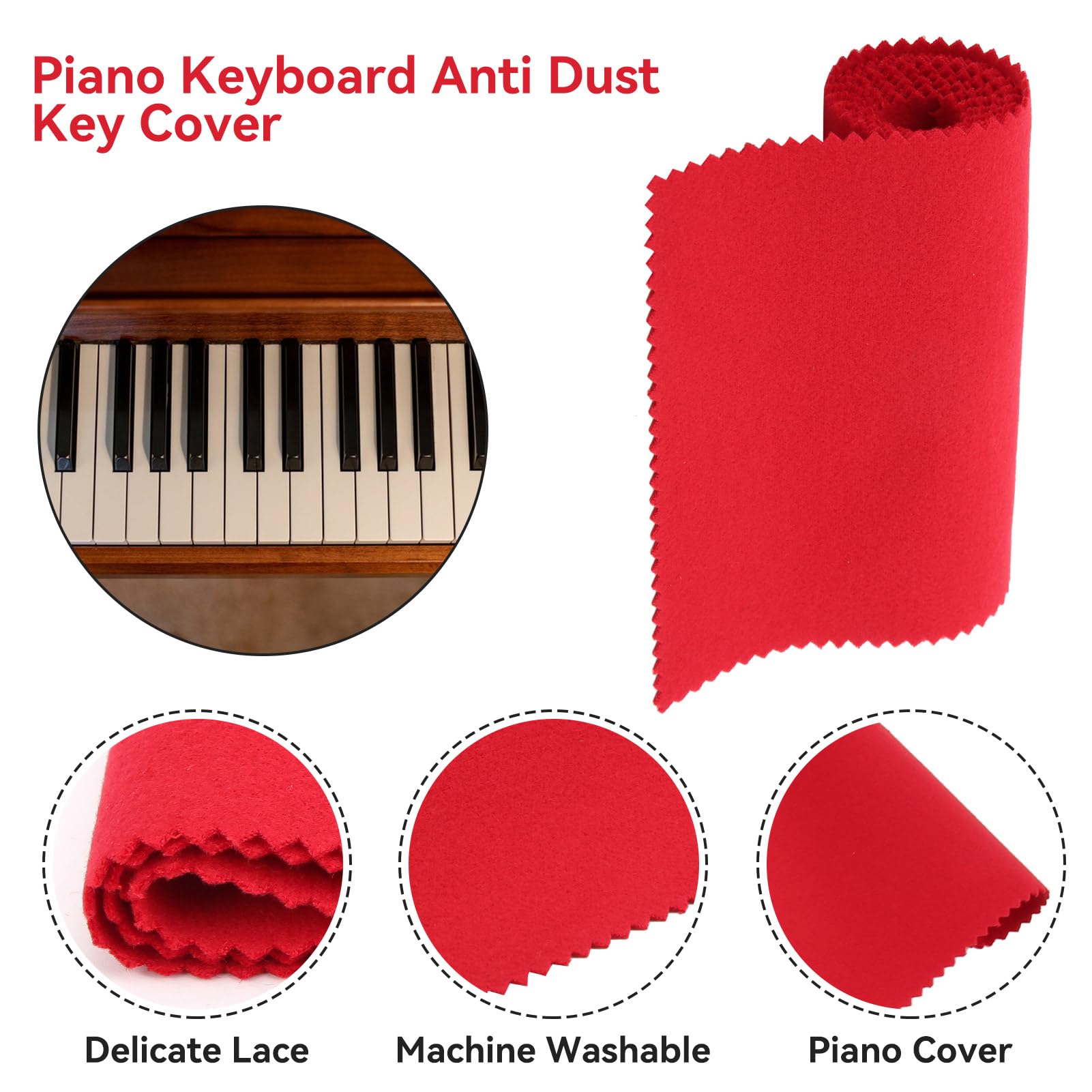 125 x 15 cm / 49.2 x 6.0 inches Piano Keyboard Cover, Piano Keyboard Dust Cover - Image 4