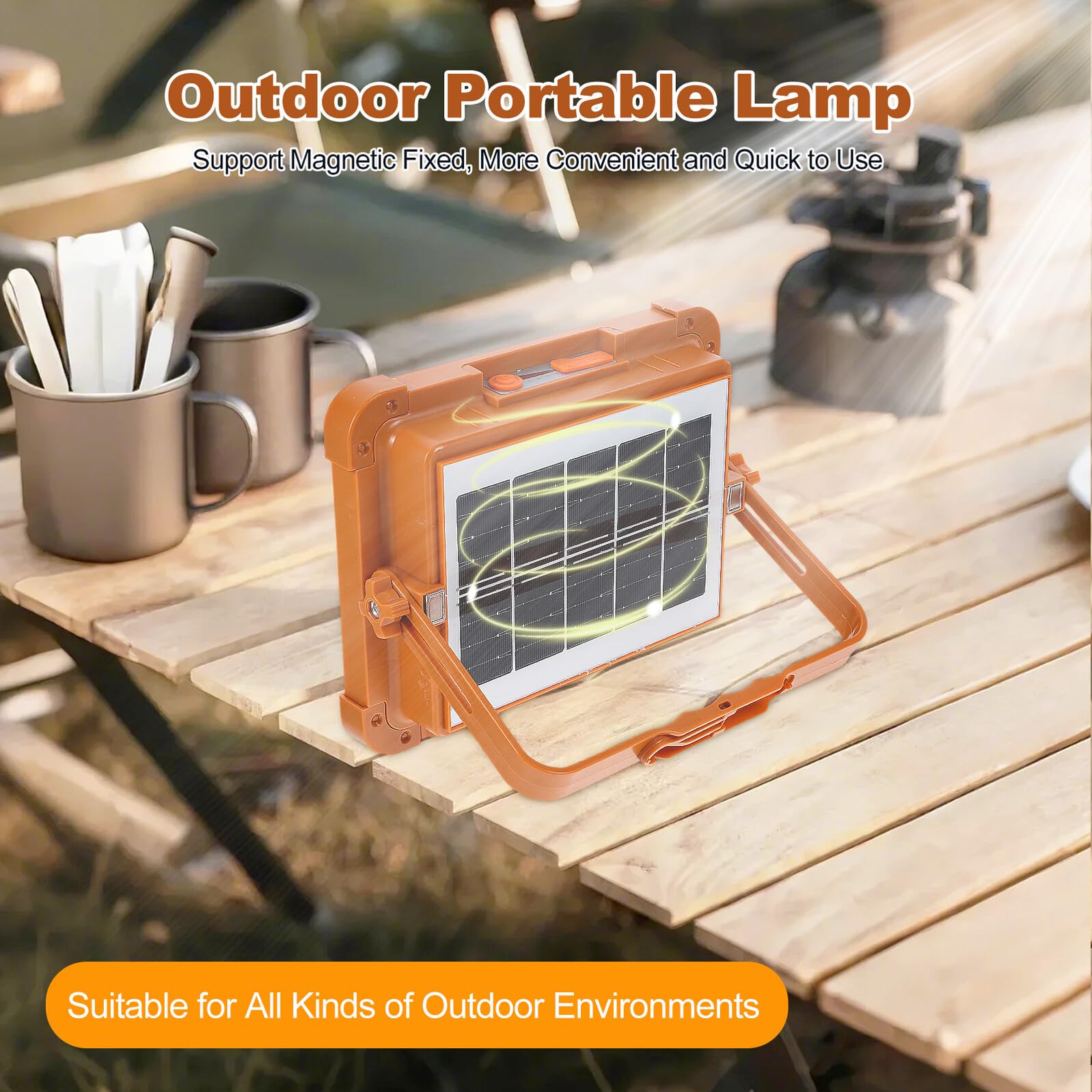 Solar Notlampe, Wiederaufladbare LED Lampe mit Magnet, 1 Satz