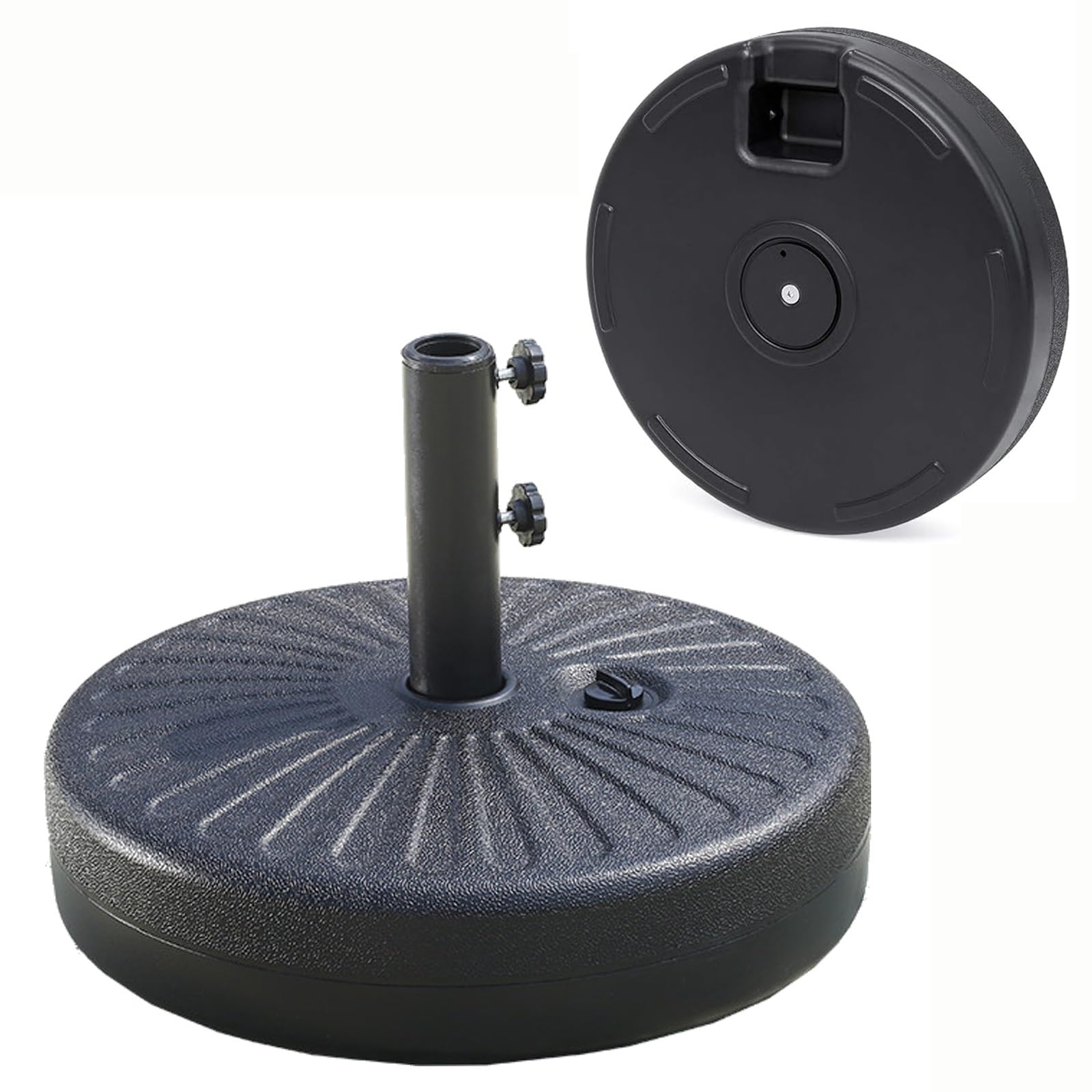 Supporto Base Rotonda, Base For Ombrellone Riempibile, Supporto Esterno | Manopola di regolazione, supporto durevole, for terrazza sul prato e ombrelloni a bordo piscina(Dual knobs)