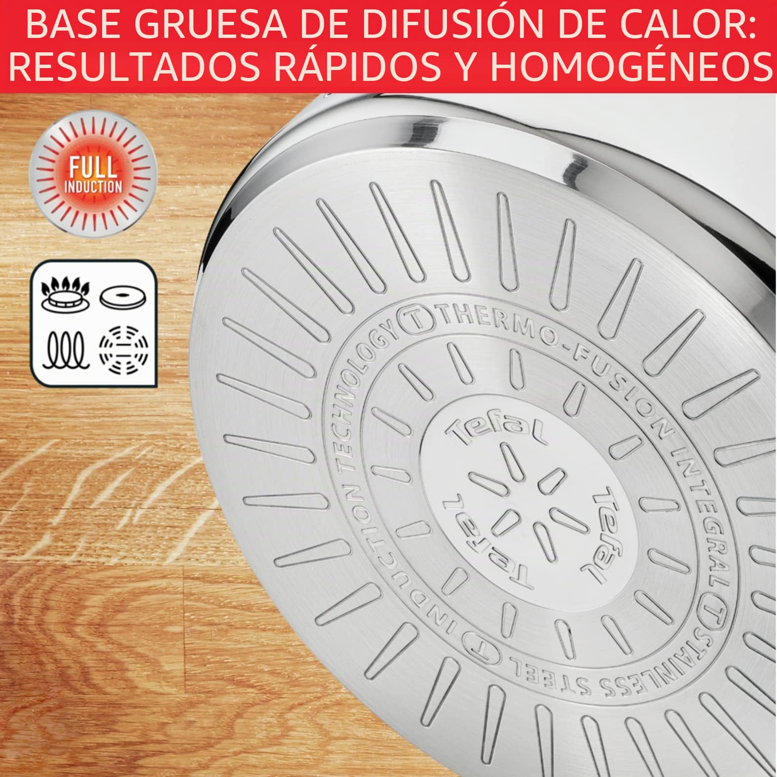 TEFAL B8647504 Intuition XL Grande marmite inox 36 cm / 20 L + Couvercle verre, induction