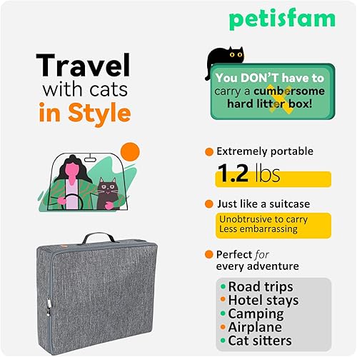 Miniatura 2 de petisfam Caja de arena portátil para gatos en el automóvil. Sin olor, a prueba de fugas, plegable, plegable