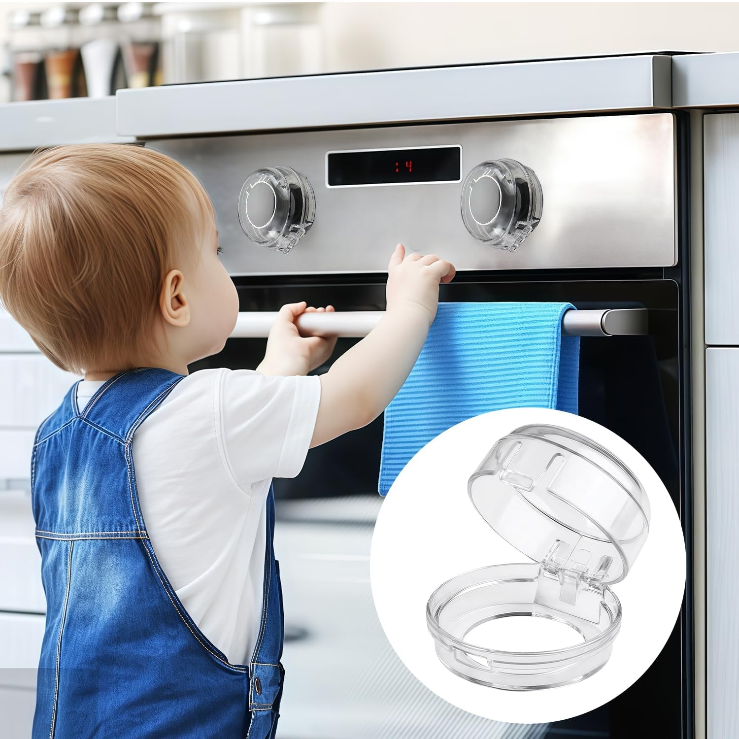 Cache-boutons de cuisinière adhésif renforcé résistants à la chaleur lot de 6 transparent
