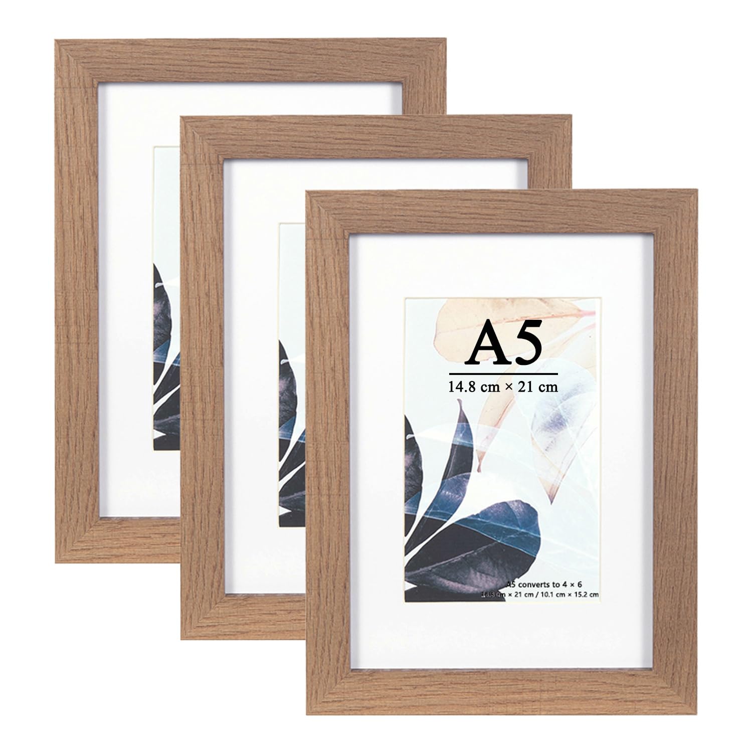 Scholartree Bilderrahmen A5 / 21 x 14.8 cm | Holzfarbe |rahmen mit Acrylglas| Posterrahmen | Fotorahmen | 3er Set