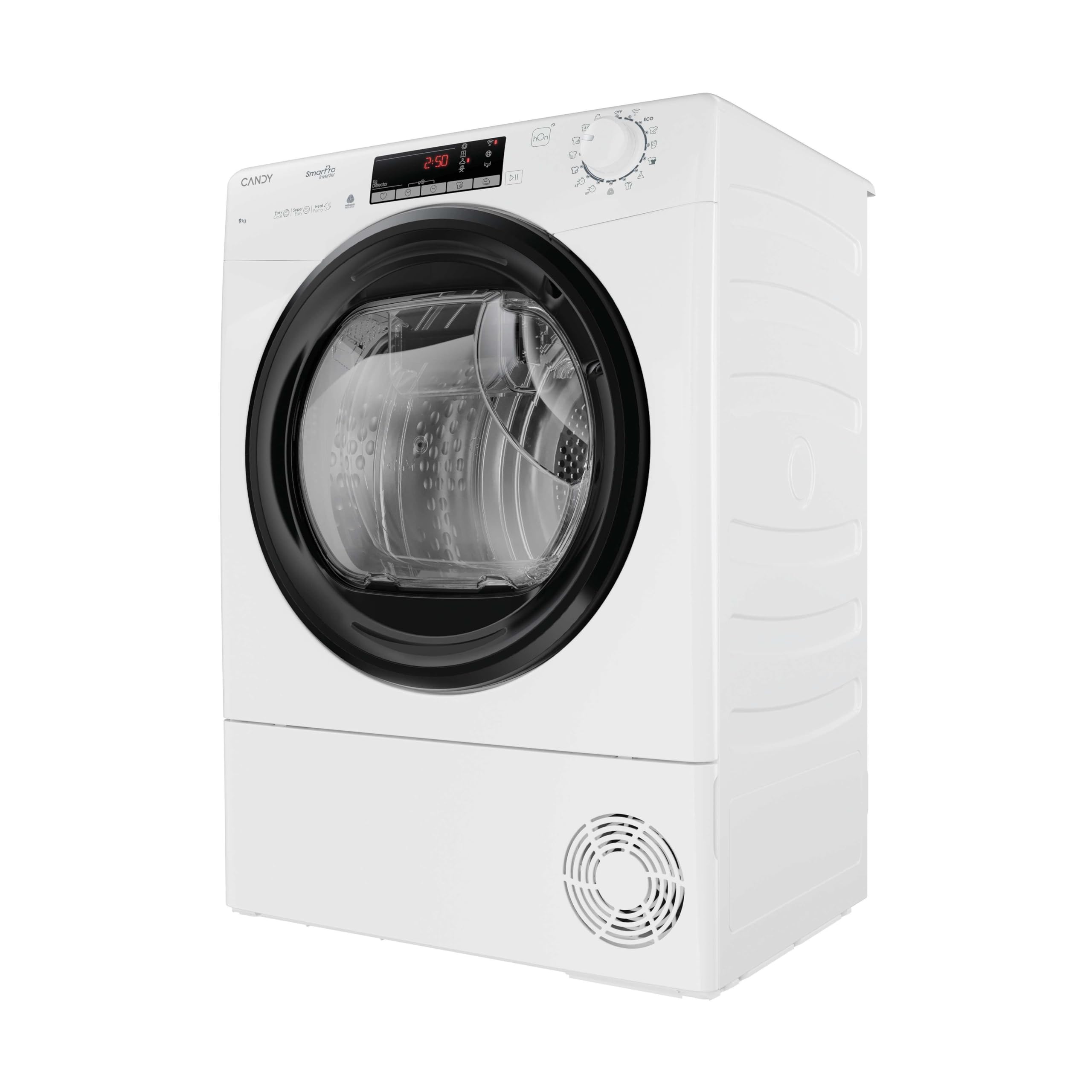 Candy Smart Pro Inverter, CRO EH9N4TBE-S, Asciugatrice 9KG con Motore Inverter, Classe B, 63dB, 14 + Oltre 40 Programmi aggiuntivi via app hOn, Bianco, AxLxP (cm): 85x59,6x58,5