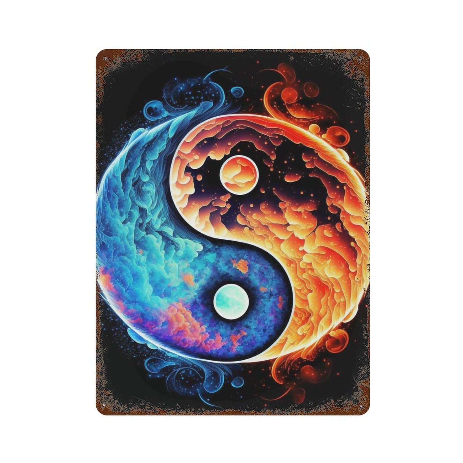 Yin Yang Art Design Retro Metal Sign 15.7"x11.8", Classic Wall Plaque for Garage, Pub Or Kitchen