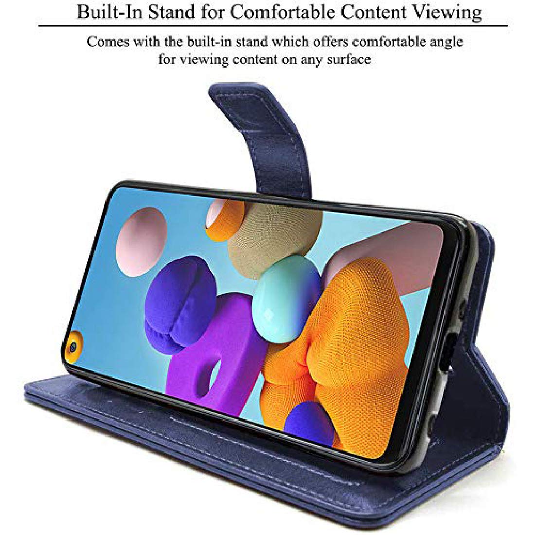 Amazon Brand - Solimo Flip Leather Mobile Cover (Soft & Flexible Back case) for Samsung Galaxy A21s (Blue) offers donot miss 5 Amazon Brand - Solimo Flip Leather Mobile Cover (Soft & Flexible Back case) for Samsung Galaxy A21s (Blue) offers donot miss