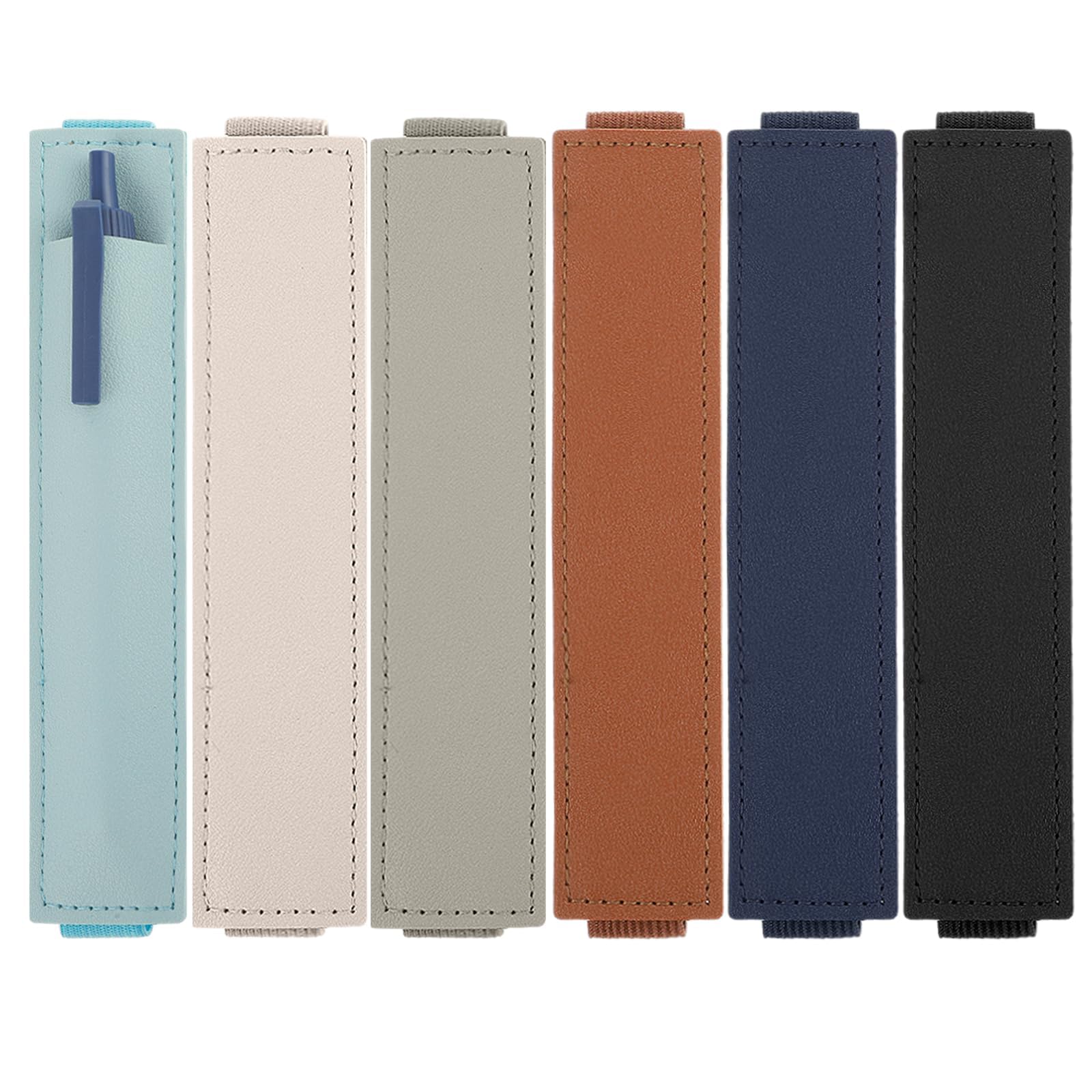 Tarini 6Pcs Pen Holder for Notebook, Notebook Elastic Pen Holder – Adjustable Strap Pen Sleeve for Book Binder, Multi-Color Pencil Holder Office School Supplies