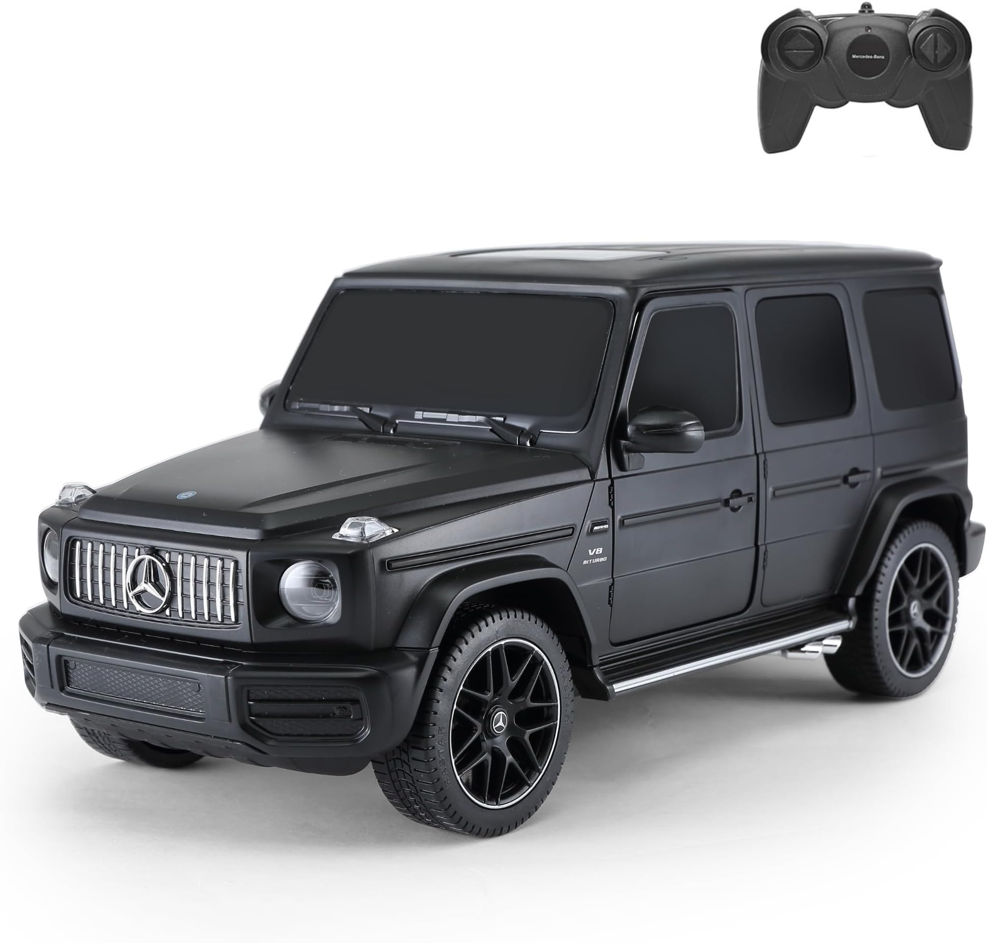 Officially Licensed Mercedes Benz G63 AMG RC Car, 1:24 Scale, Black - Remote Controlled with Front Wheel Shock Absorbers, Suitable for Indoor and Outdoor Play