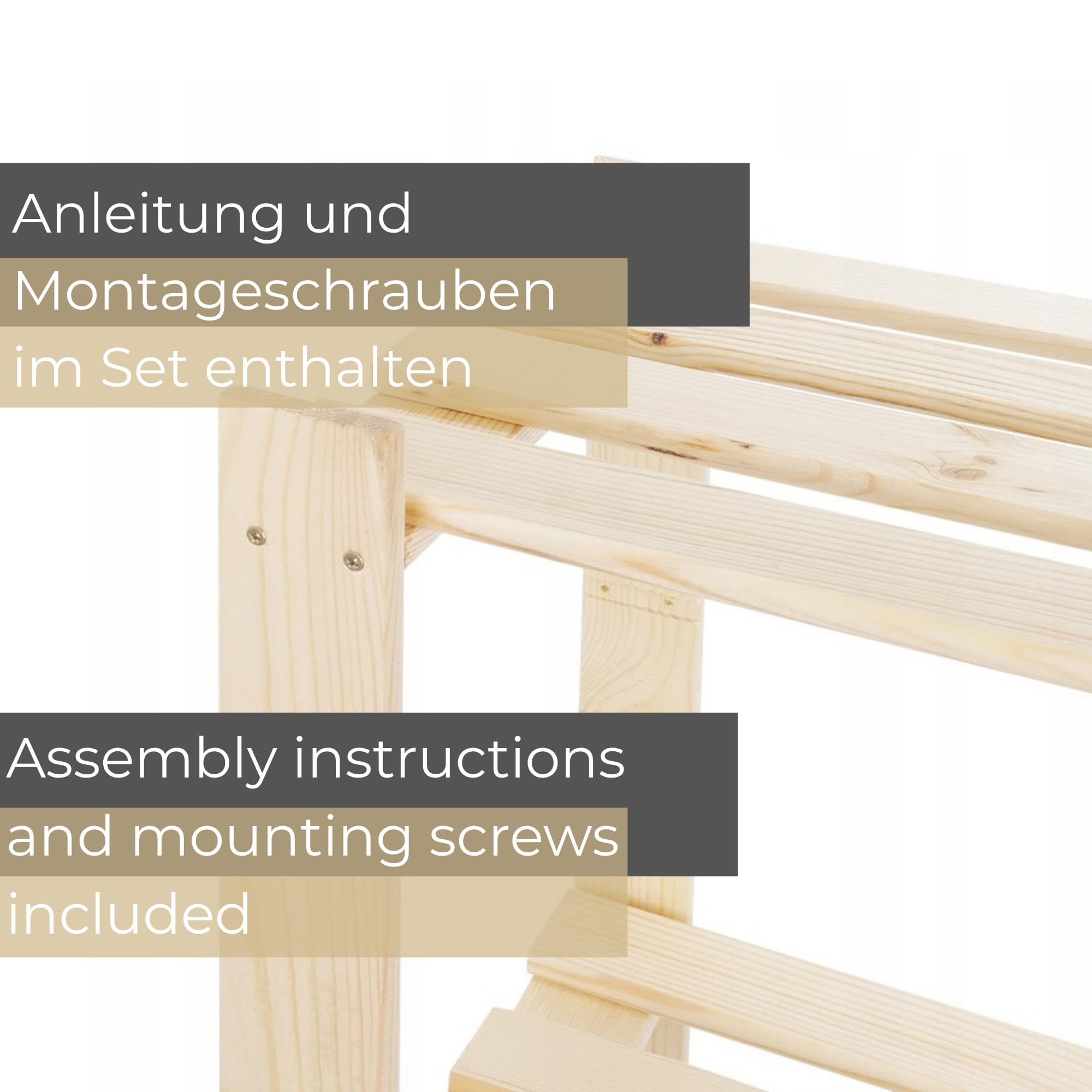 Holzregal Eckregal 170x83x38 cm (HxBxT) Standregal Natur Lagerregal mit 5 Ablagen Stehend Garage Regal Keller Wohnzimmer Kiefernholz Badregal Pflanzenständer