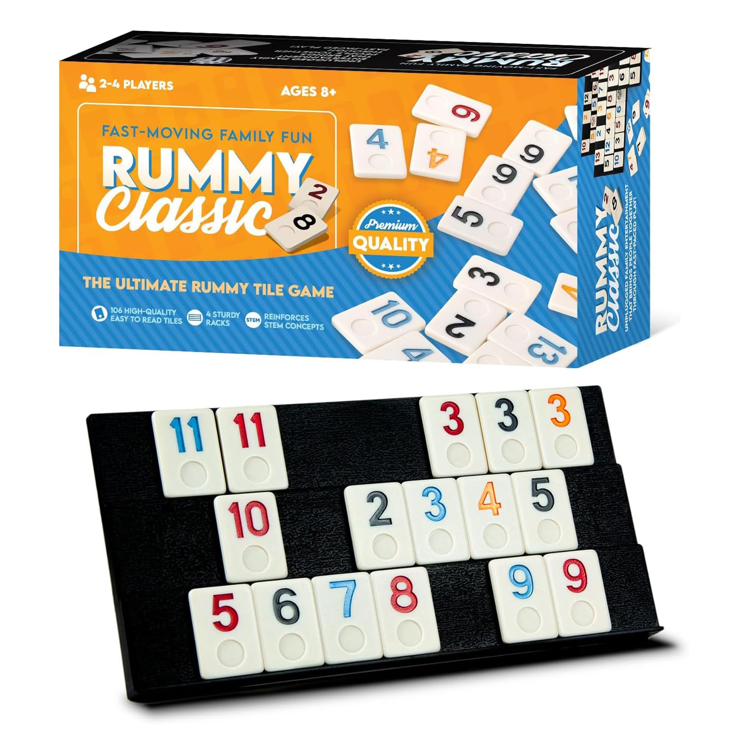 Tradeopia Travel Rummy Game Set, Includes 4 Sturdy Racks, and a