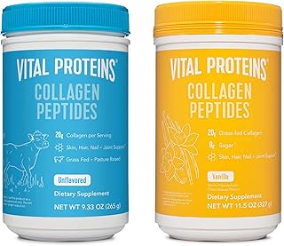 Vital Proteins Collagen Peptides Powder Unflavored 9.33 OZ+11.5 oz Vanilla